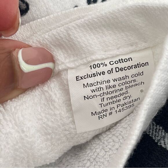 COFFEE BREAK Embroidered Cotton Black White Kitchen Towels, Set of 2, 16” x 28” - Picture 6 of 9